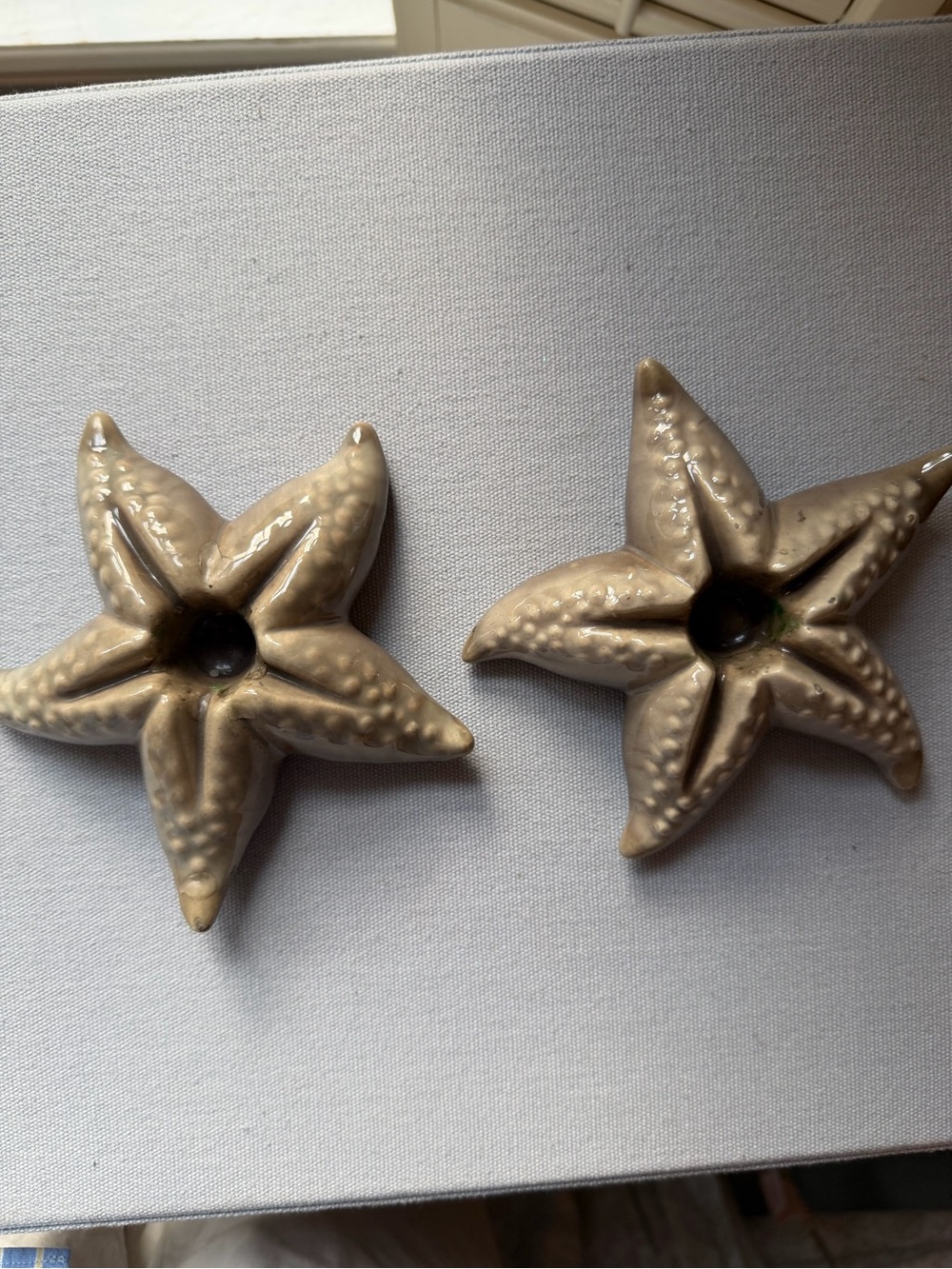 Midcentury Gonder  Pottery Starfish pair candlesticks